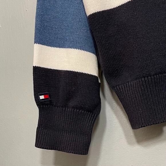 Tommy Hilfiger Mens Size Large Blue Striped Crew Sweater Preppy Sporty 90s Y2K - Picture 6 of 7